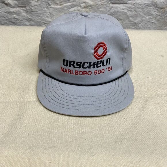 Vtg 1991 90s Marlboro 500 Strapback hat cord cap advertising race racing - Picture 1 of 7